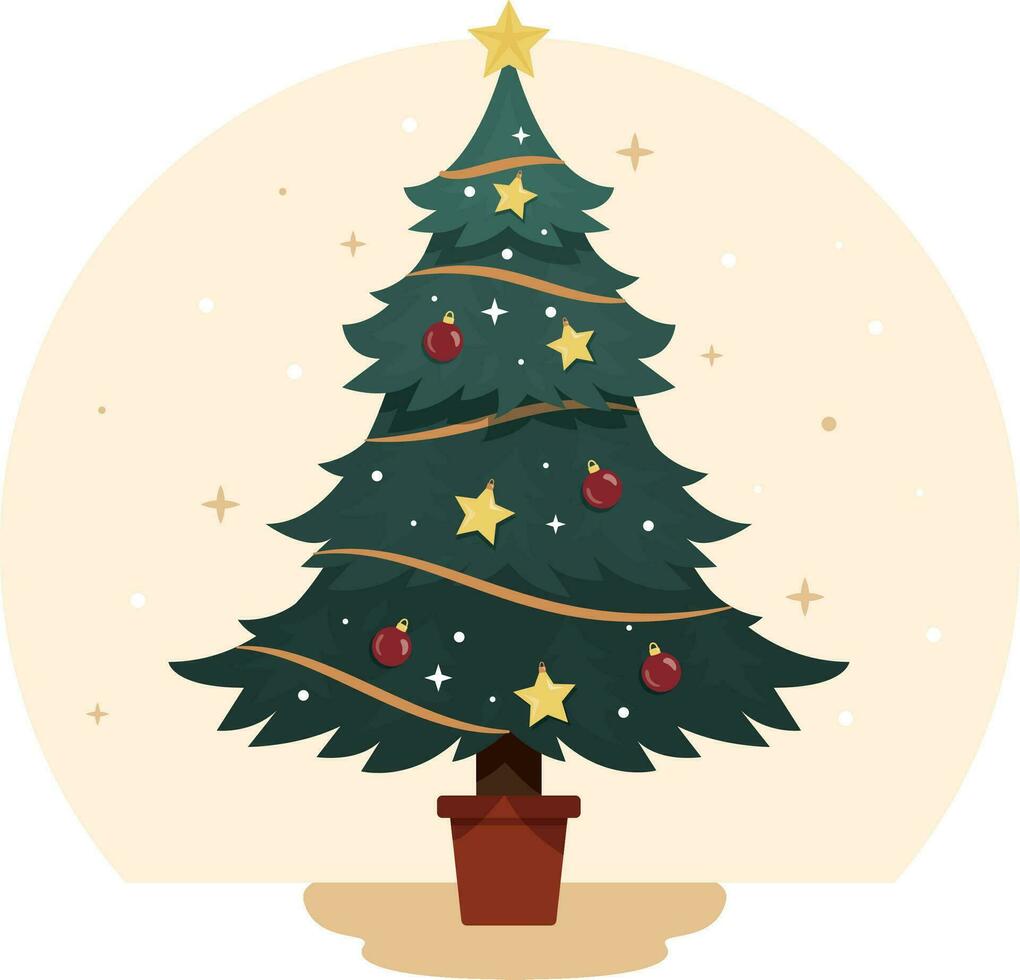 mano dibujado Clásico Navidad árbol con regalos, navidad día árbol vector