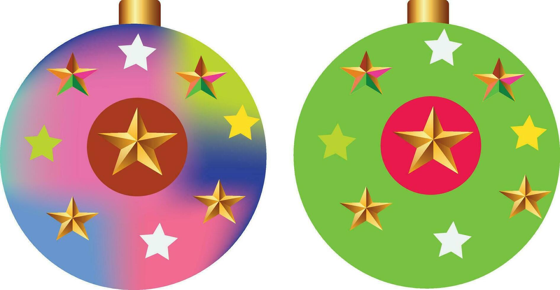 Navidad ornamento verde y rojo, dos Navidad bolas planas de colores conjunto Navidad juguetes en el formar de bolas, navidad árbol pelota vector