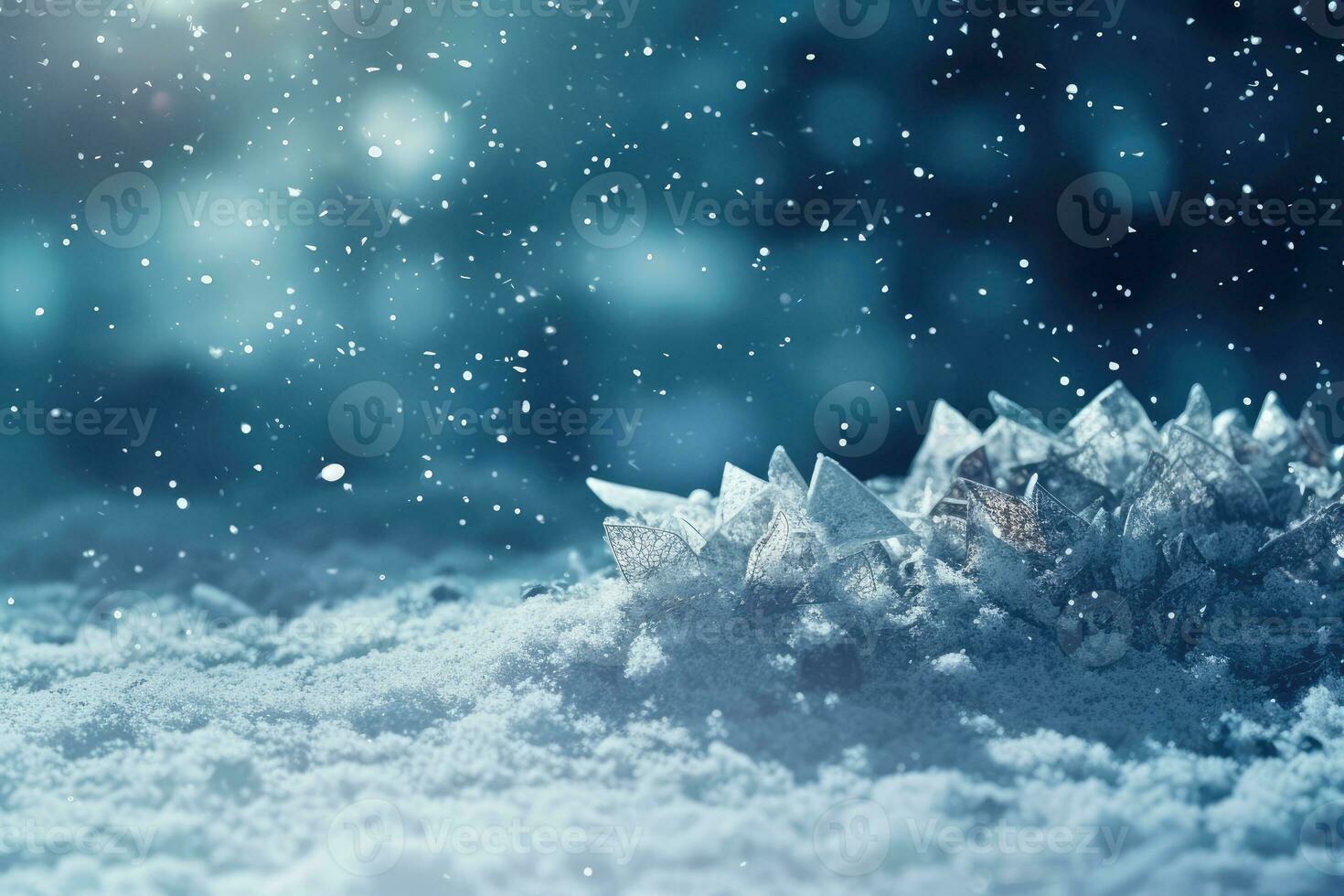 AI generated Natural winter christmas background with blue sky photo