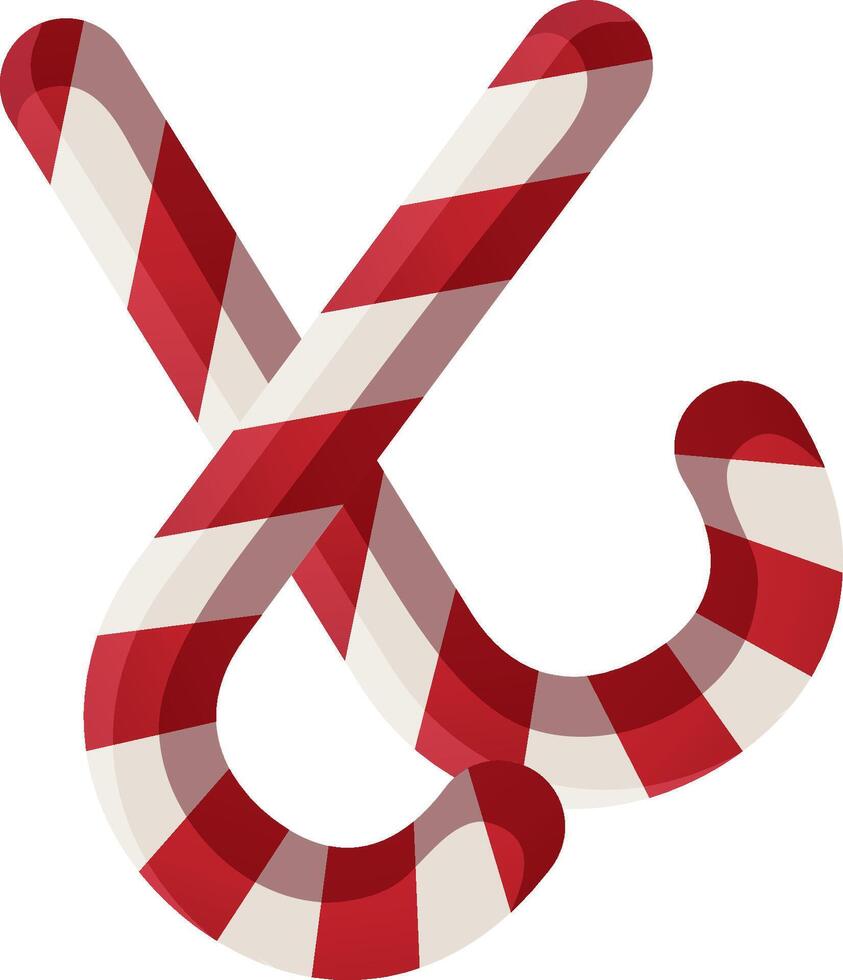 Christmas sweets. Striped lollipops on a stick criss cross,Christmas candy, stick. Candy cane with red and white stripes,Christmas element collection,Christmas and nea year candy doodle vector