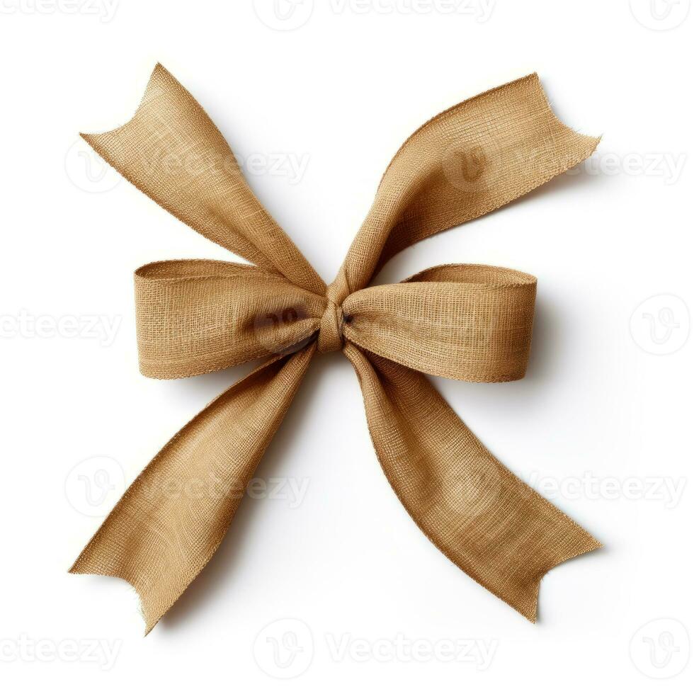 AI generated Bow made from burlap on white background. Generative AI photo