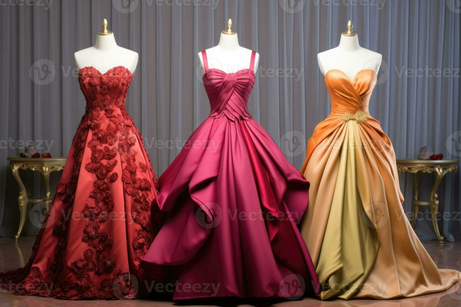 AI generated Beautiful evening dresses on a mannequin in a womens