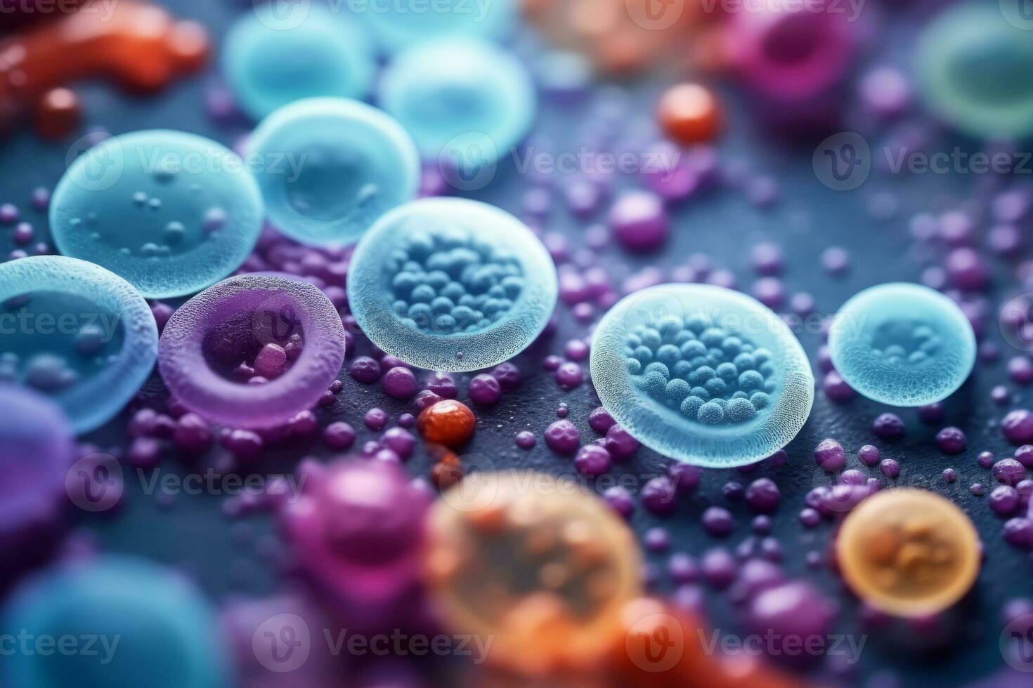 AI generated Bacteria of different shapes, rod shaped bacteria and cocci, human microbiome. Generative AI photo