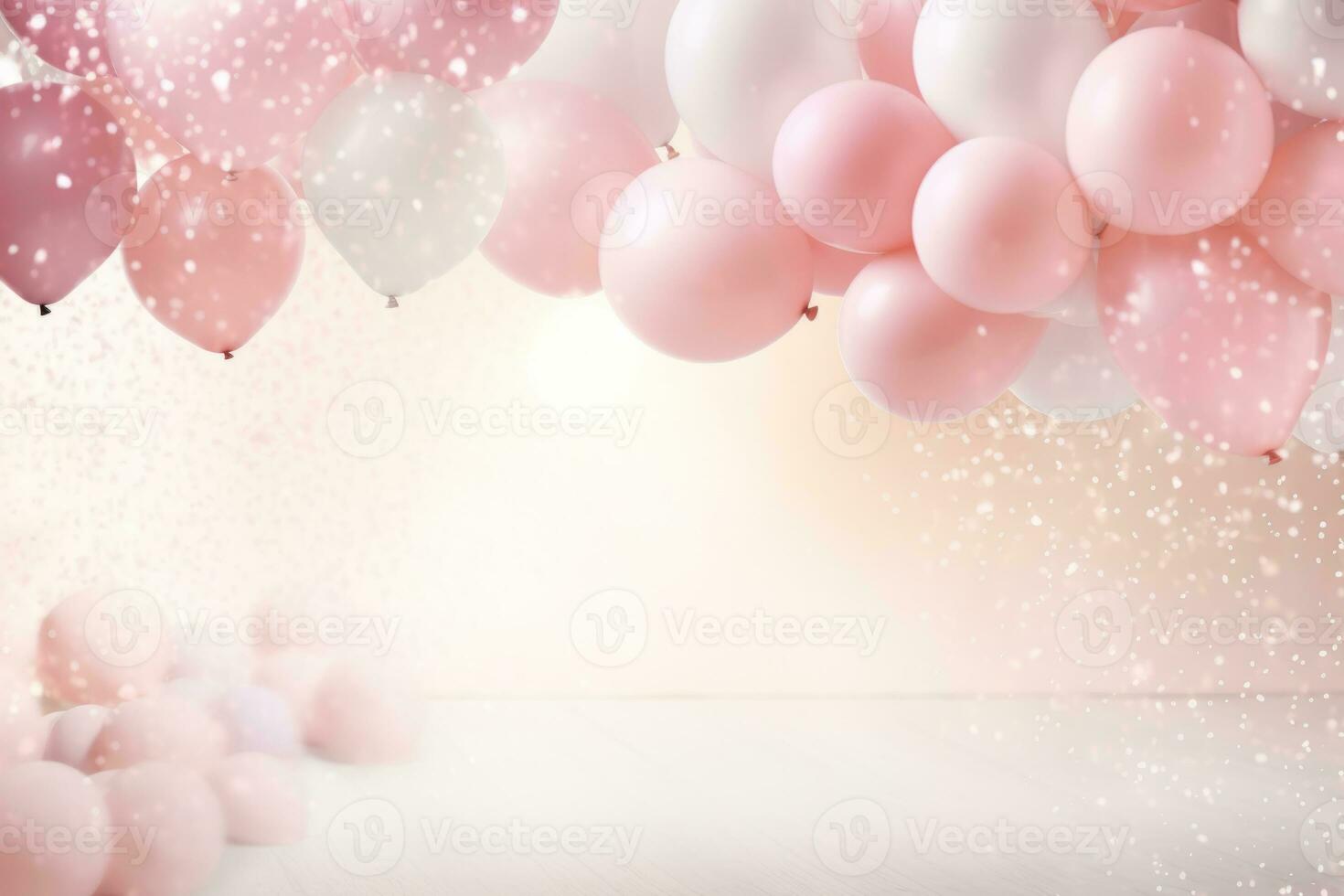 AI generated Empty wooden table and blurred Valentines day background. Generative AI photo
