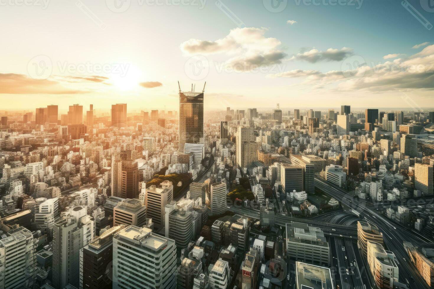 AI generated architecture building exterior in taipei city photo