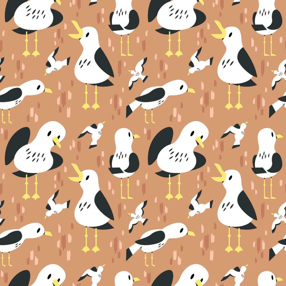 FLAT SEAGULL BIRD PATTERN DESIGN. vector