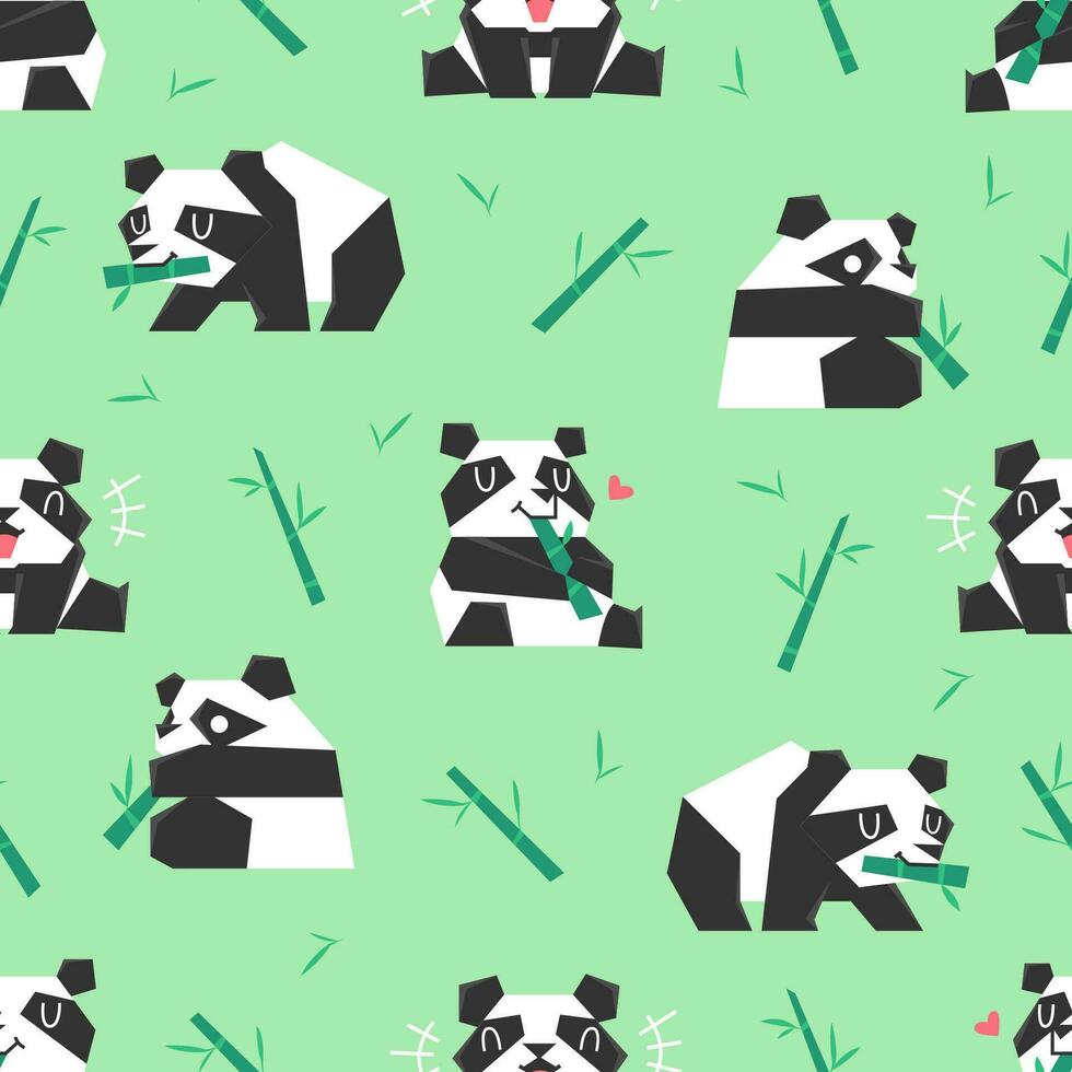 linda pandas es comiendo bambú en algunos diferente poses plano sin costura modelo. prima vector. vector