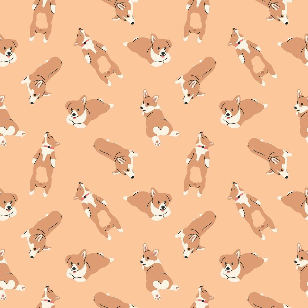 CUTE CORGIES IN SOME DIFFERENT SLEEPING MOVES FLAT PATTERN DESIGN. vector