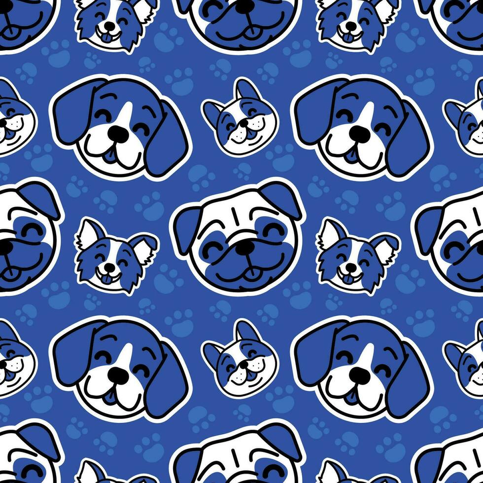 SMILING DOGS HEAD CARTOON SEAMLESS PATTERN vector