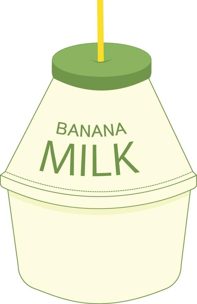 Banana milk bottle with straw vector