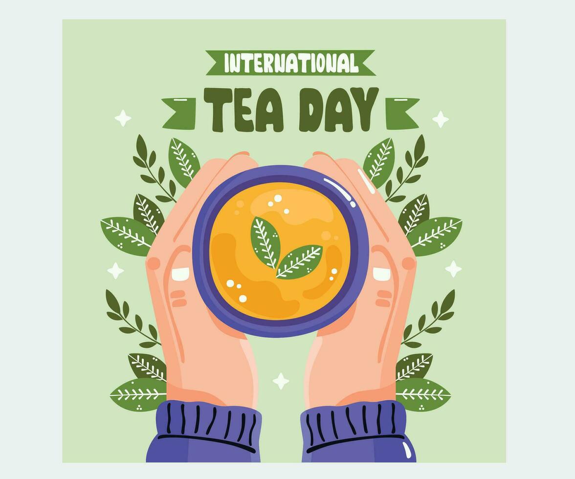 Flat International Hot Tea Day Illustration vector