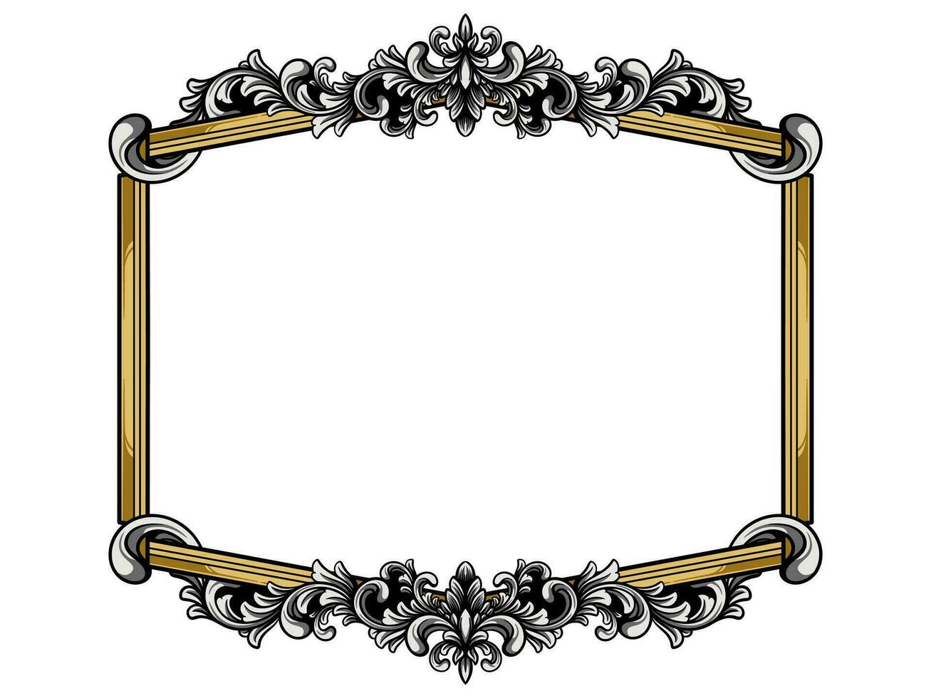 Ornate Frame Swirl Gold silver vector