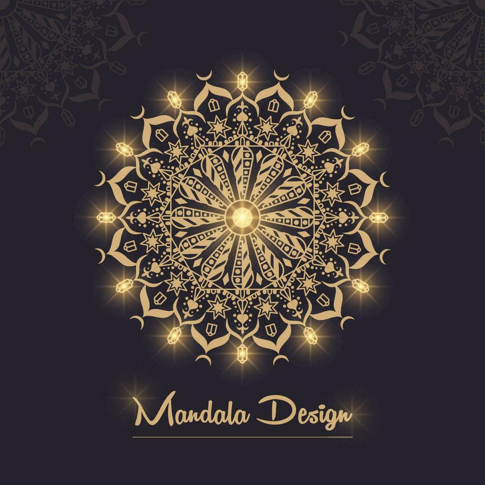 Lighting mandala design with Ramadan vibes, vector design template.