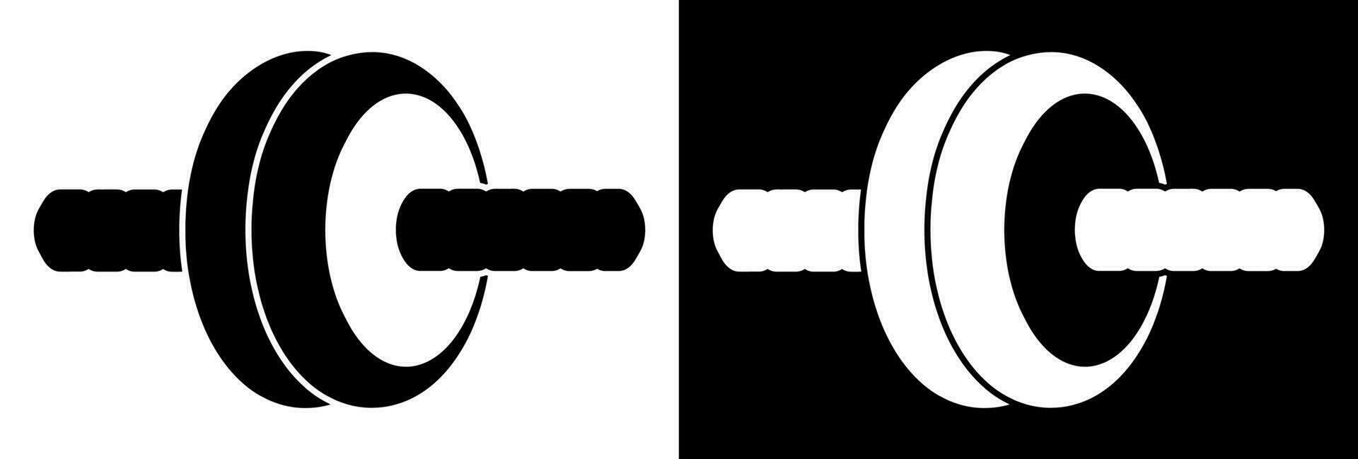 sports ab wheel for abdominal press. Healthy lifestyle, sports in gym and at home. Black and white vector