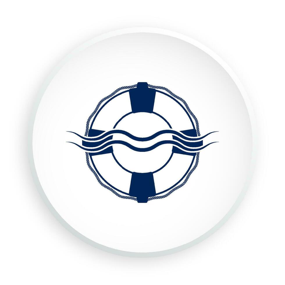 Life ring icon in neomorphism style for mobile app. Equipment for rescue of drowning. Button for mobile application or web. Vector on white background