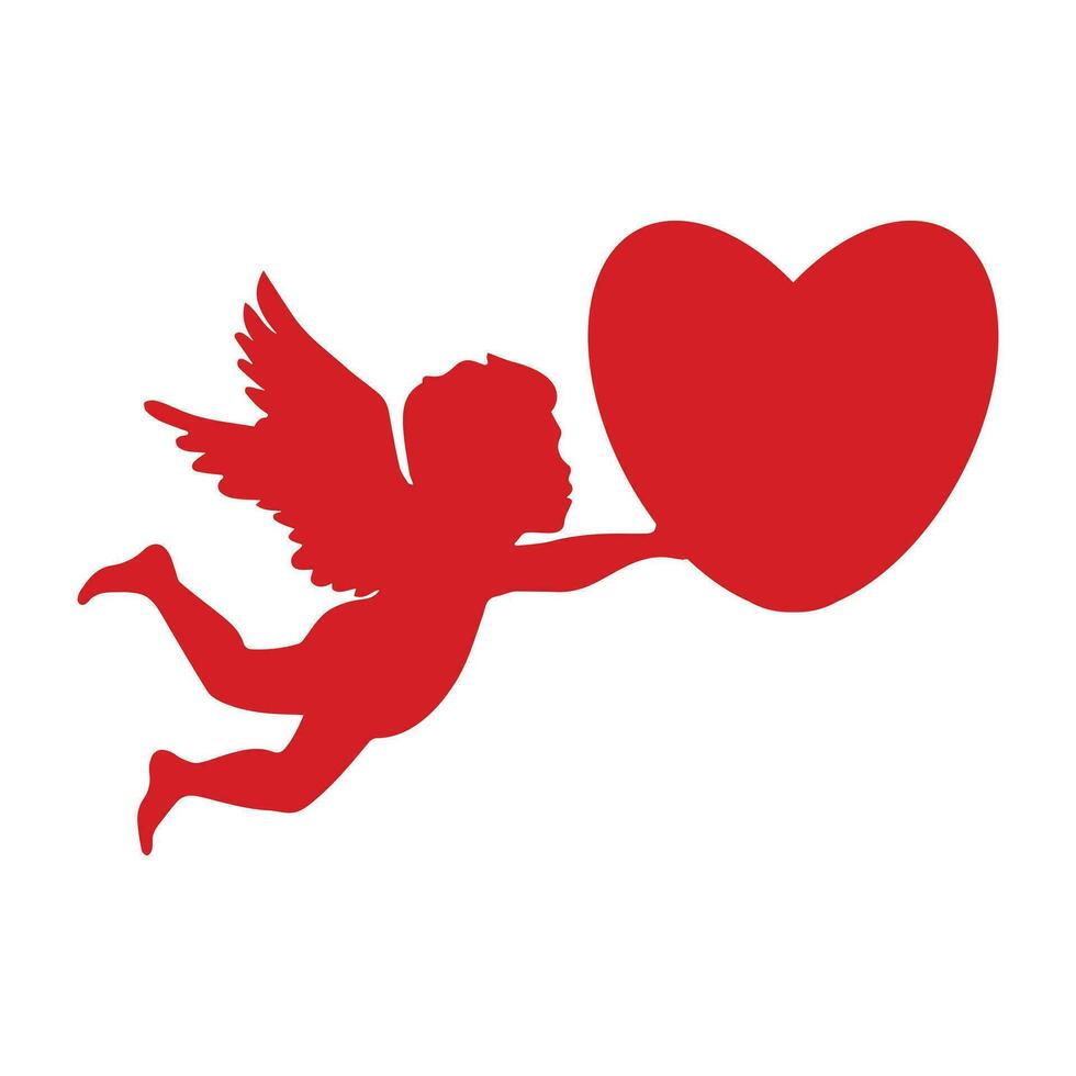 Cupid with a heart. Angel with a heart. Valentine's Day. vector