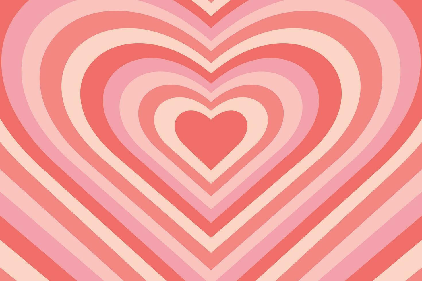 Vector tunnel romantic hearts in pink colors. Retro background in trendy style.
