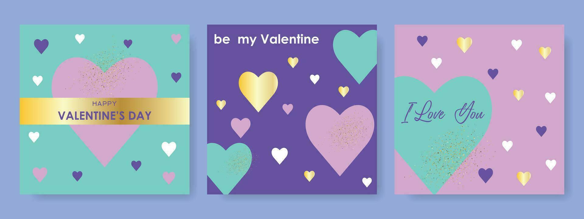 Set of greeting cards for Valentine's Day. Modern Valentine's Day design for greeting banner, poster, sale, social media. vector
