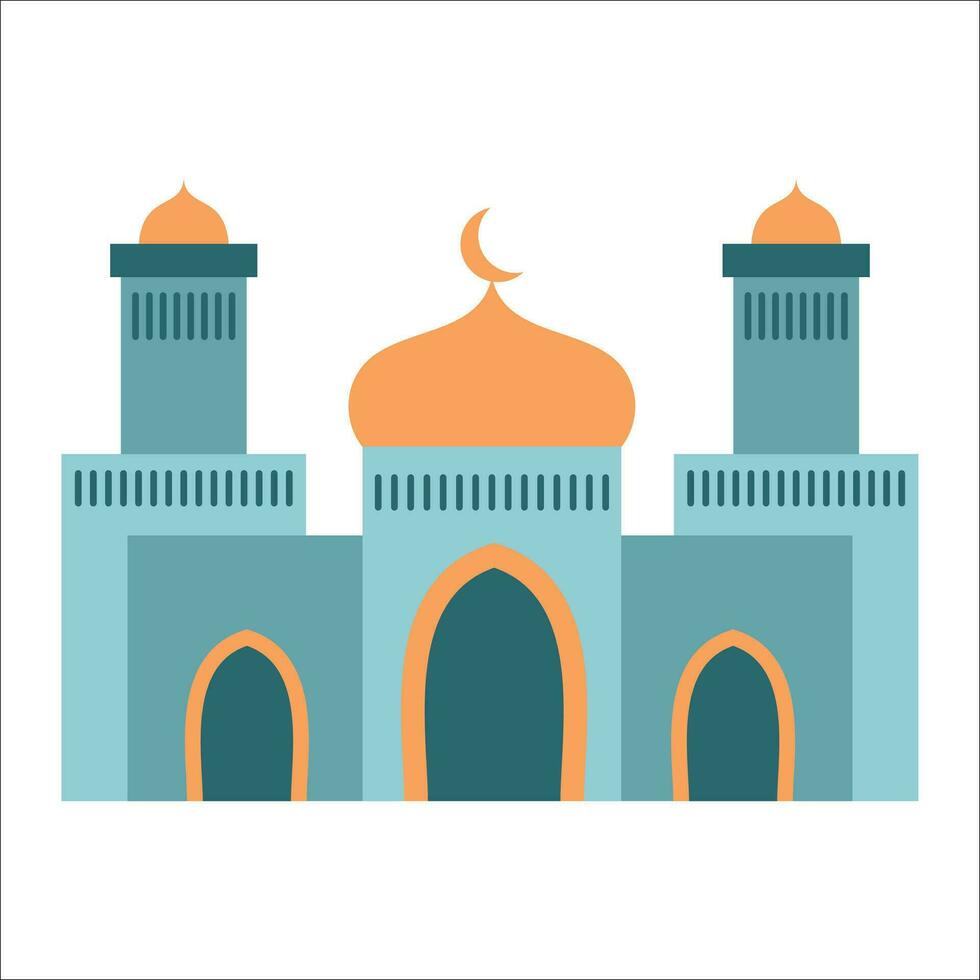 Great modern colorful arabic mosque. cartoon vector illustration of a mosque. Flat mosque vector set. Muslim building for islamic, ramadan, eid design.