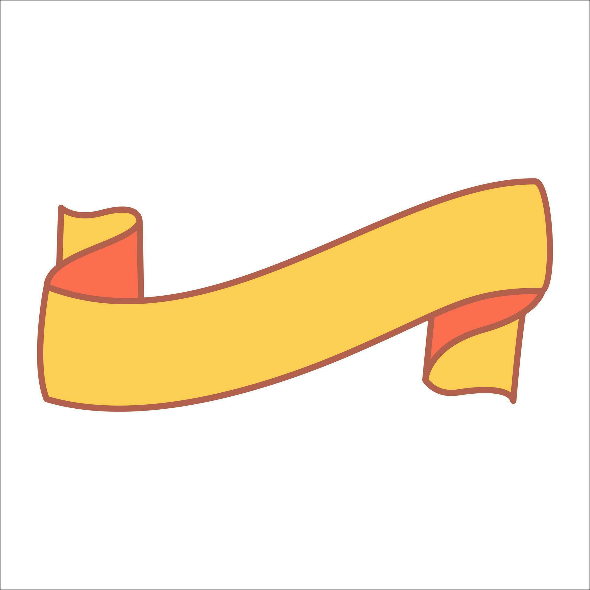 Banners ribbons vector editable line drawing. Modern simple ribbons and