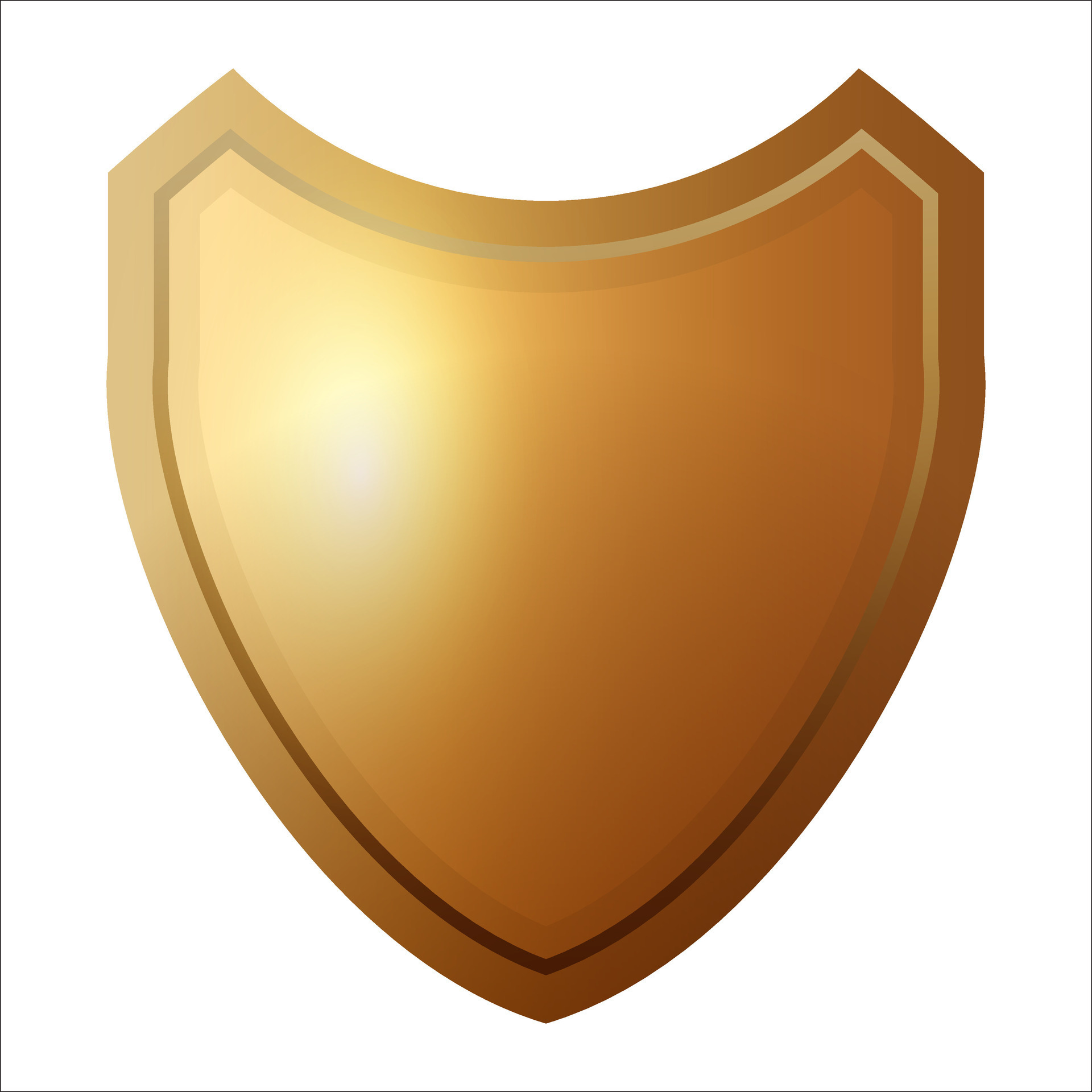 Gold metal shield. Shields with reflection in shiny. Vector gold shields icons isolated