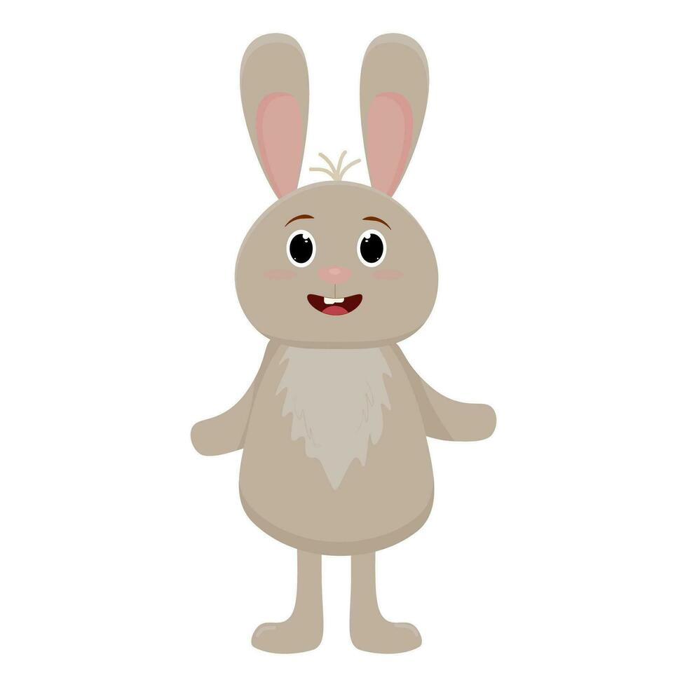Cute rabbit, hare on a white background. Cartoon. Vector