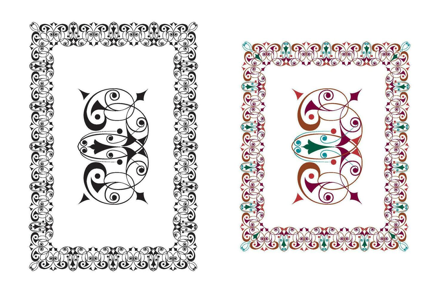 Clásico floral clásico caligráfico retro viñeta Desplazarse marcos ornamental diseño elementos negro y color conjunto aislado vector