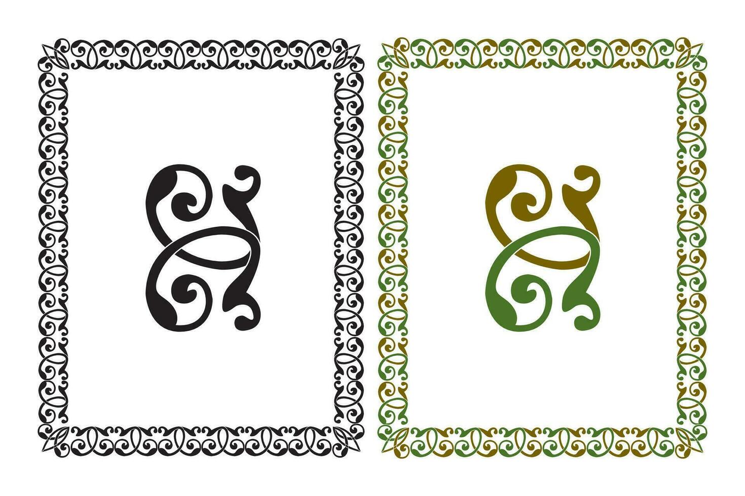 Vintage floral classic calligraphic retro vignette scroll frames ornamental design elements black and color set isolated vector