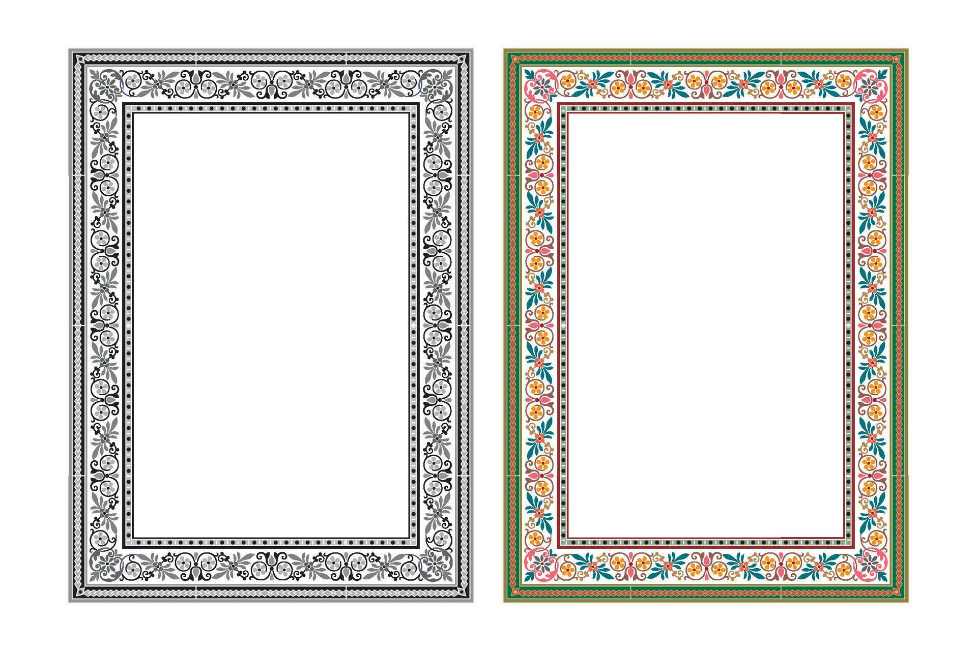Vintage traditional realistic black and color frames set on white ...