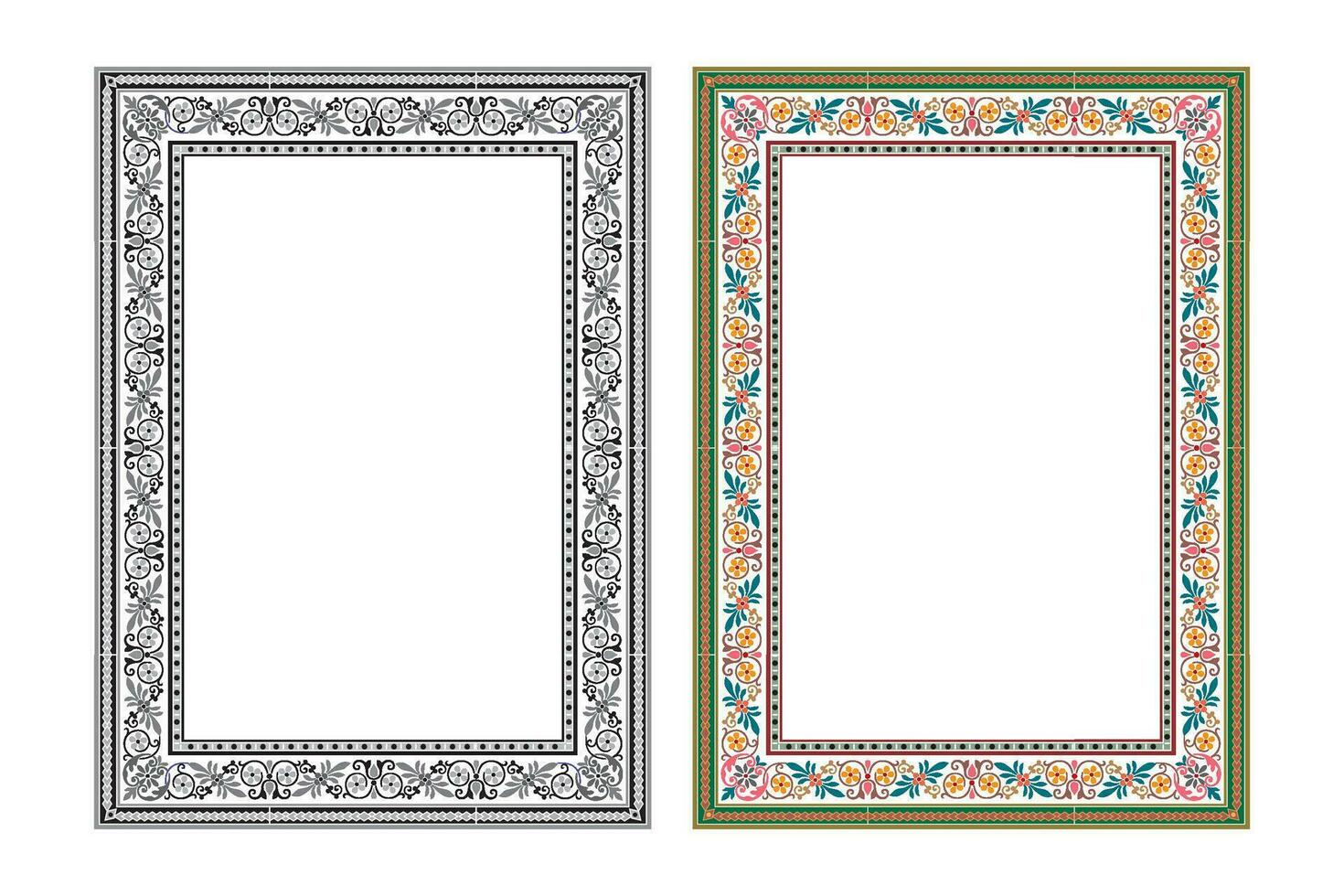 Vintage traditional realistic black and color frames set on white background isolated vector illustration