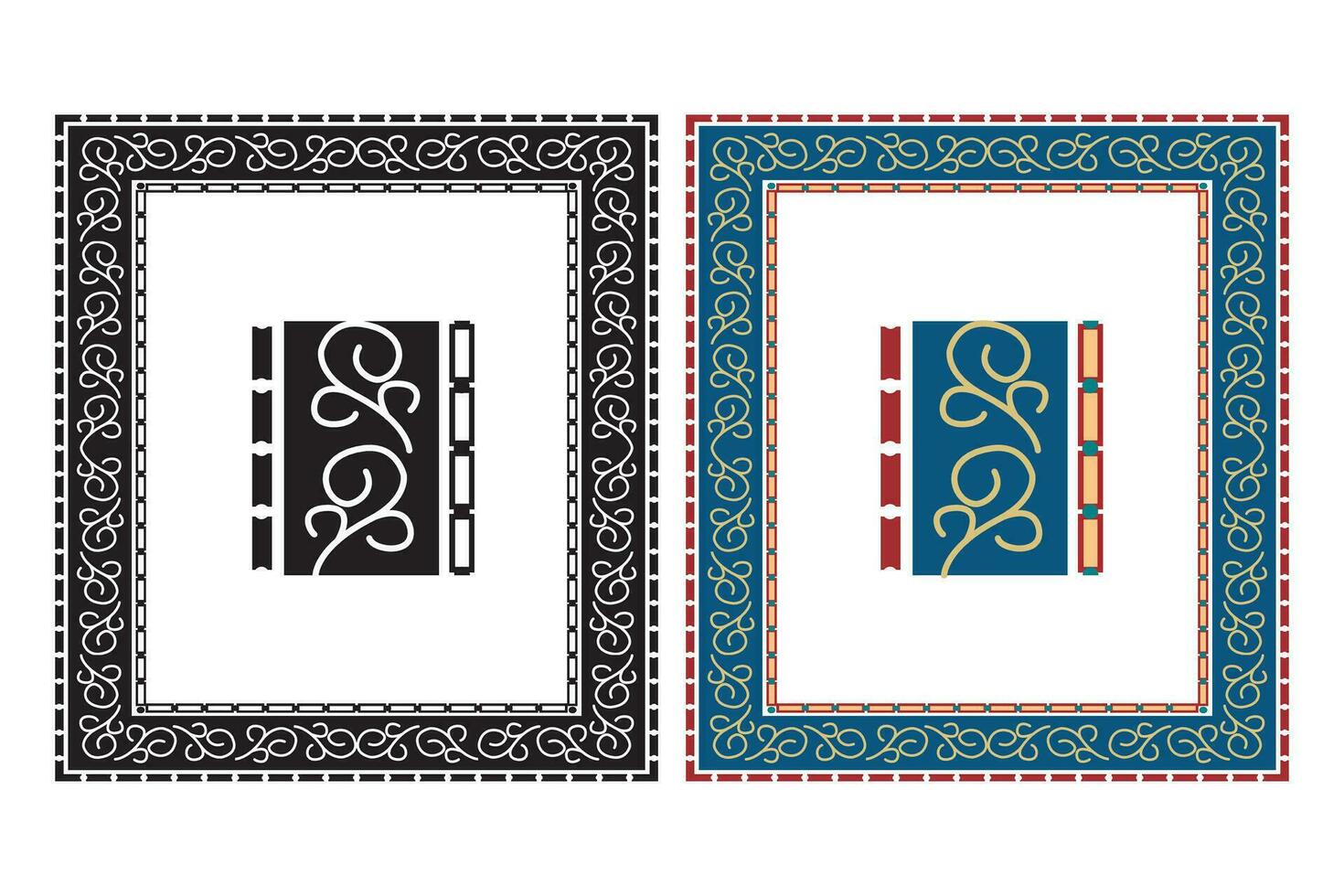 Vintage traditional realistic black and color frames set on white background isolated vector illustration