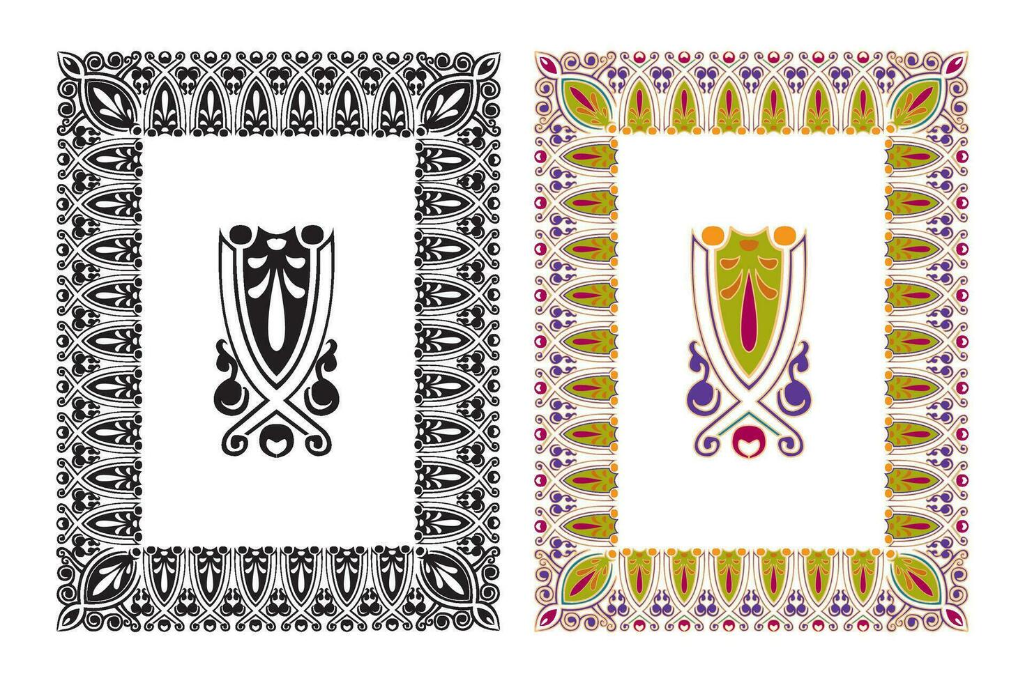 Clásico floral clásico caligráfico retro viñeta Desplazarse marcos ornamental diseño elementos negro y color conjunto aislado vector