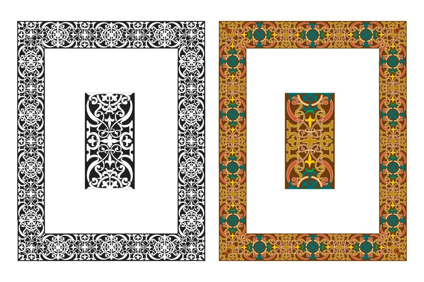 Clásico floral clásico caligráfico retro viñeta Desplazarse marcos ornamental diseño elementos negro y color conjunto aislado vector