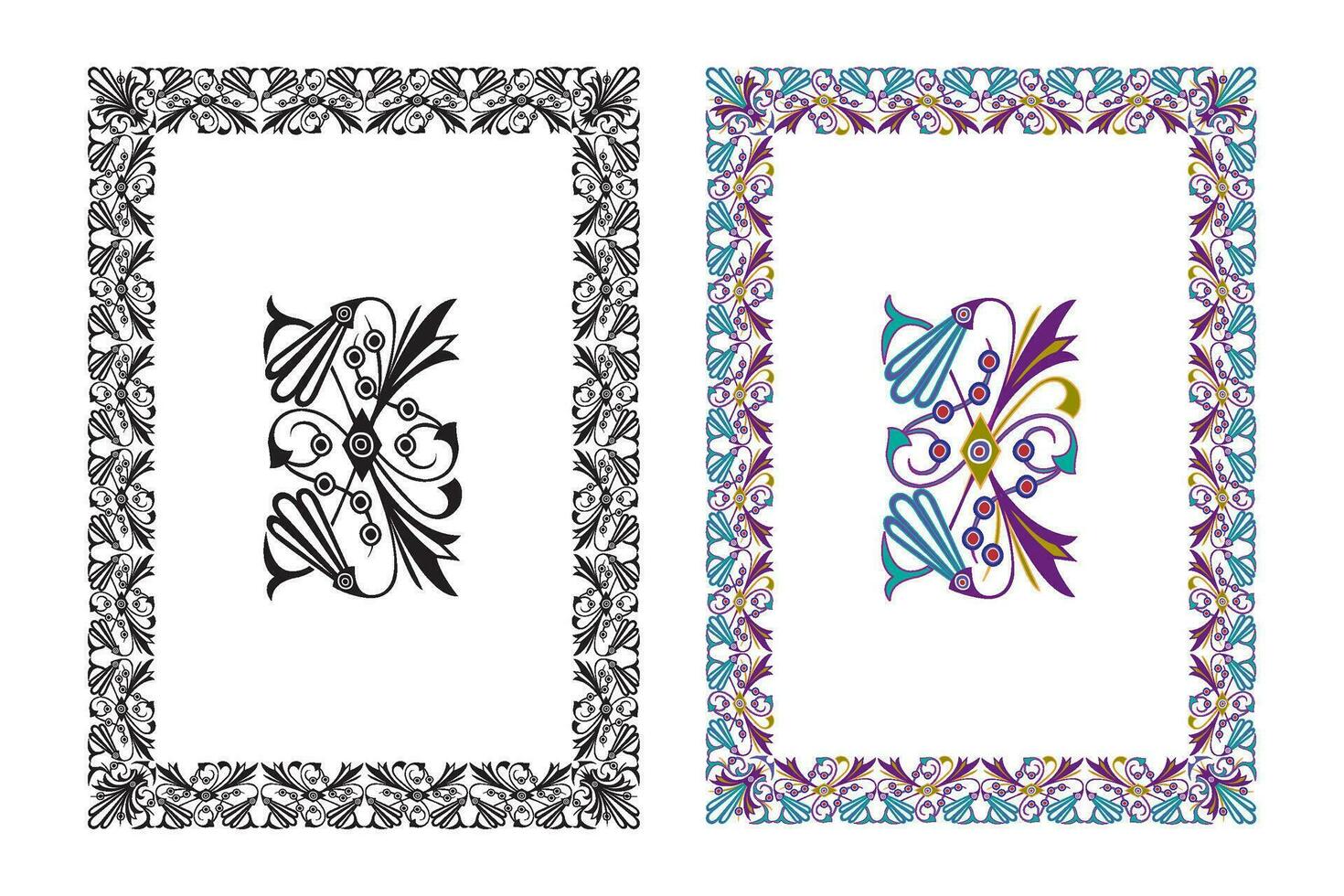 Clásico floral clásico caligráfico retro viñeta Desplazarse marcos ornamental diseño elementos negro y color conjunto aislado vector