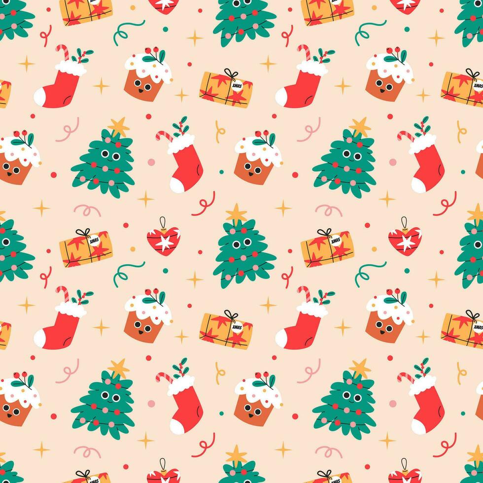 Merry Christmas seamless pattern vector