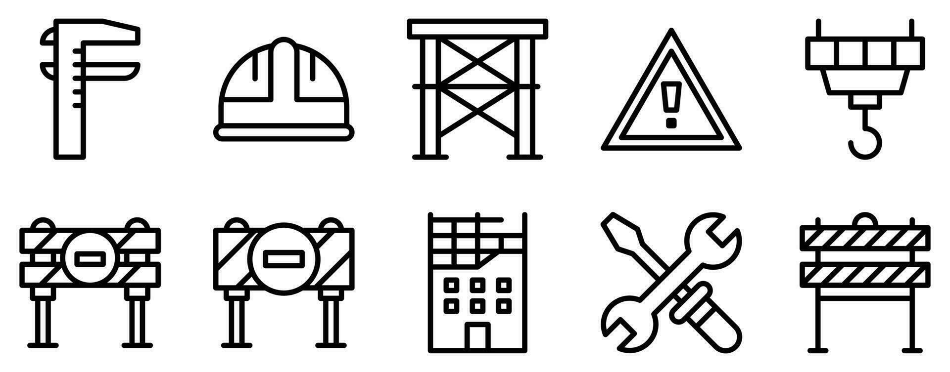construction project line style icon set collection vector