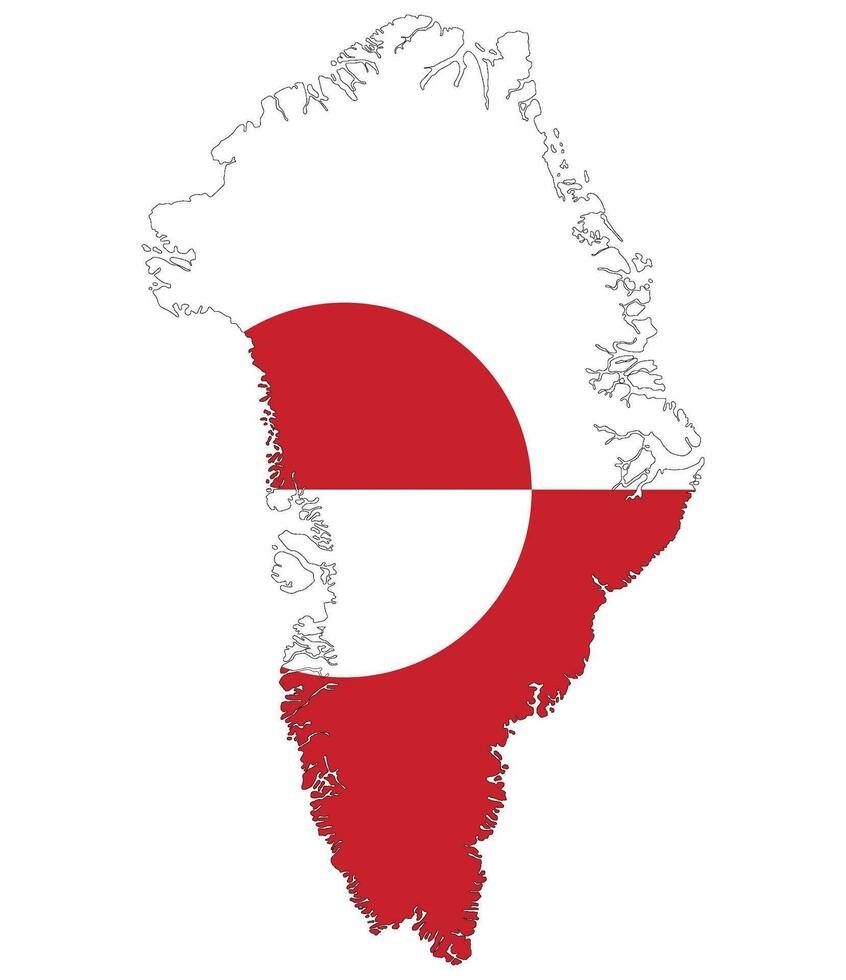 Greenland map. Map of Greenland with Greenland national flag. vector