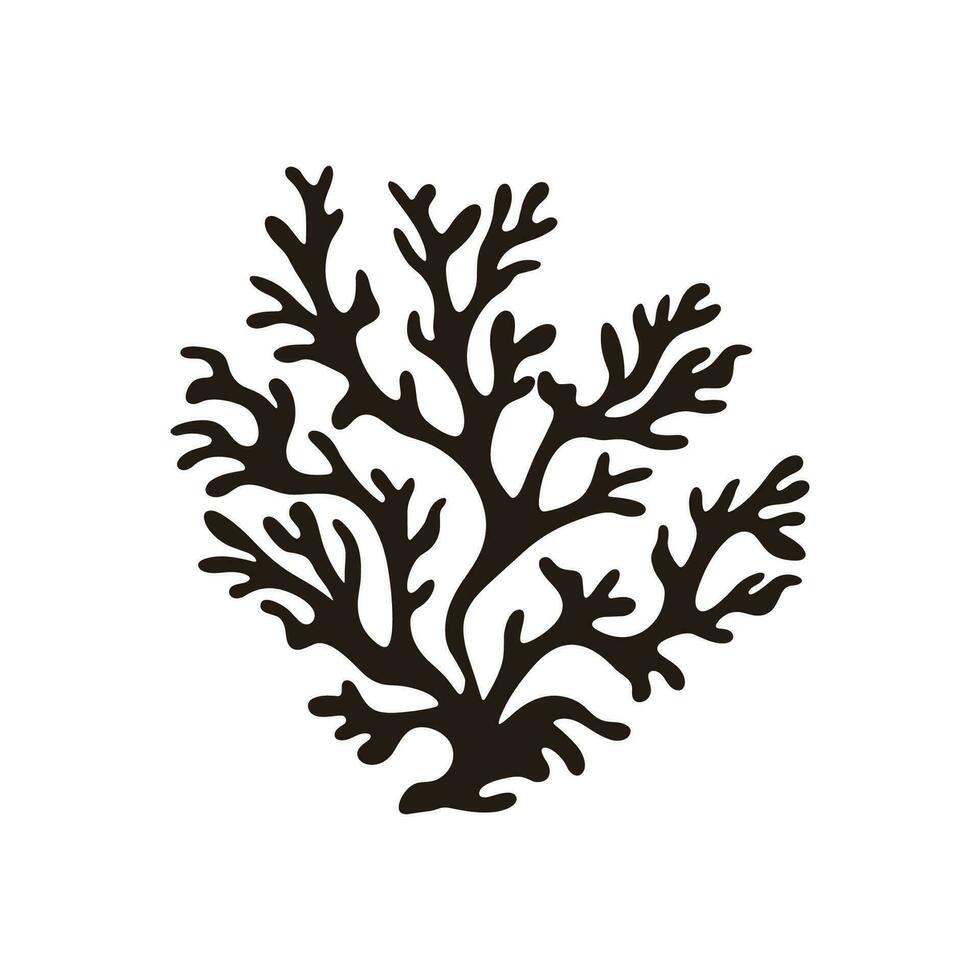 A Seaweed vector silhouette isolated on a white background, A silhouette of a Sea coral Vector