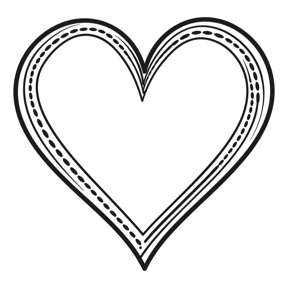 A Doodle heart outline vector isolated on a white background