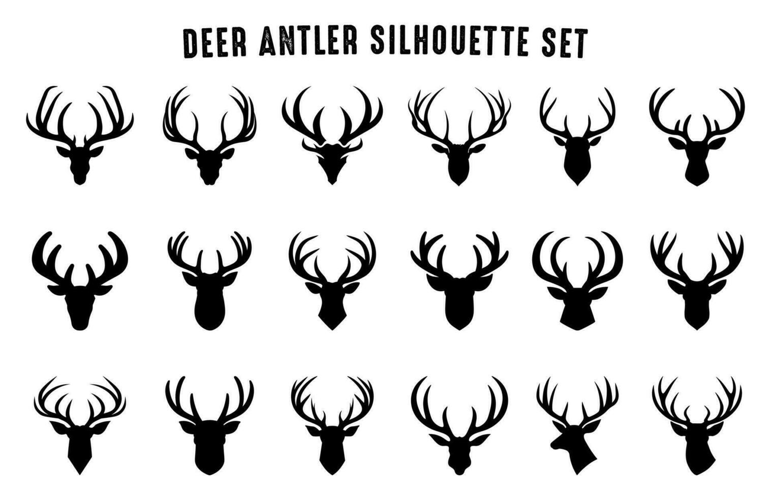 Deer antler silhouettes vector Set, Deer antlers antlers icon bundle