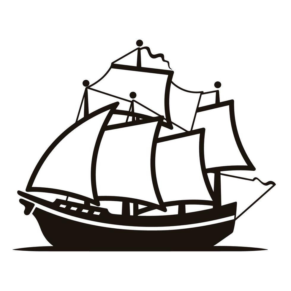 Ship vector black Silhouette Vector isolated on a white background