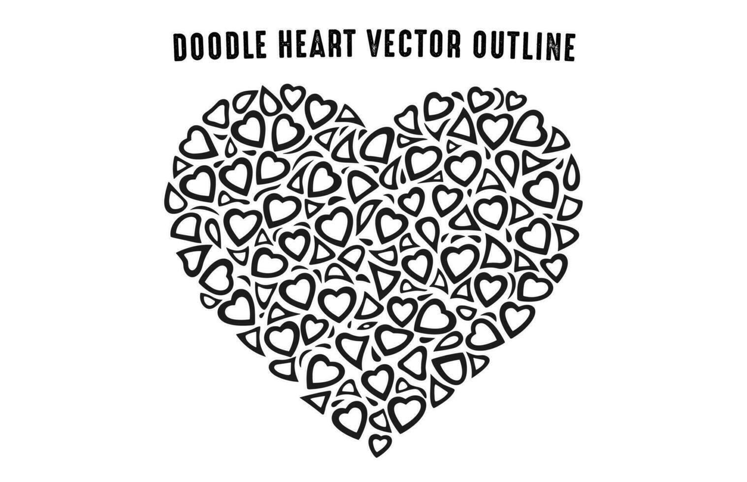 Doodle love Heart symbol vector free, Vector hand drawn doodle heart icon, Black outline love heart symbol