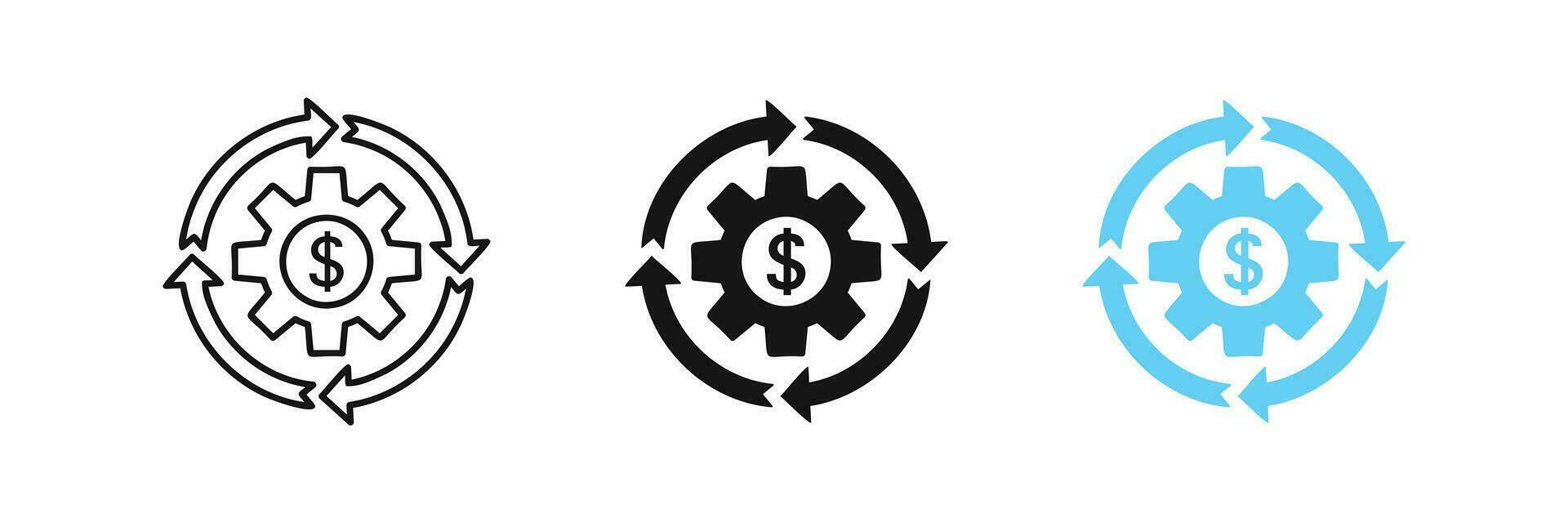 Money recovery icon. Refund symbol. Cashback signs. Investment cash symbols. Exchange currency icons. Black and blue color. Vector sign.