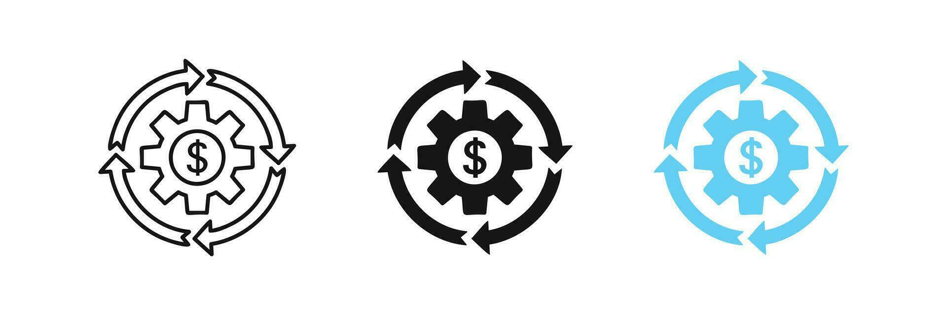 Money recovery icon. Refund symbol. Cashback signs. Investment cash symbols. Exchange currency icons. Black and blue color. Vector sign.