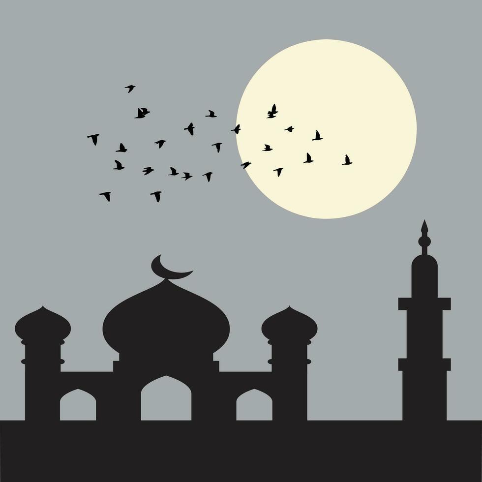 Mosque sillhouette in the night vector