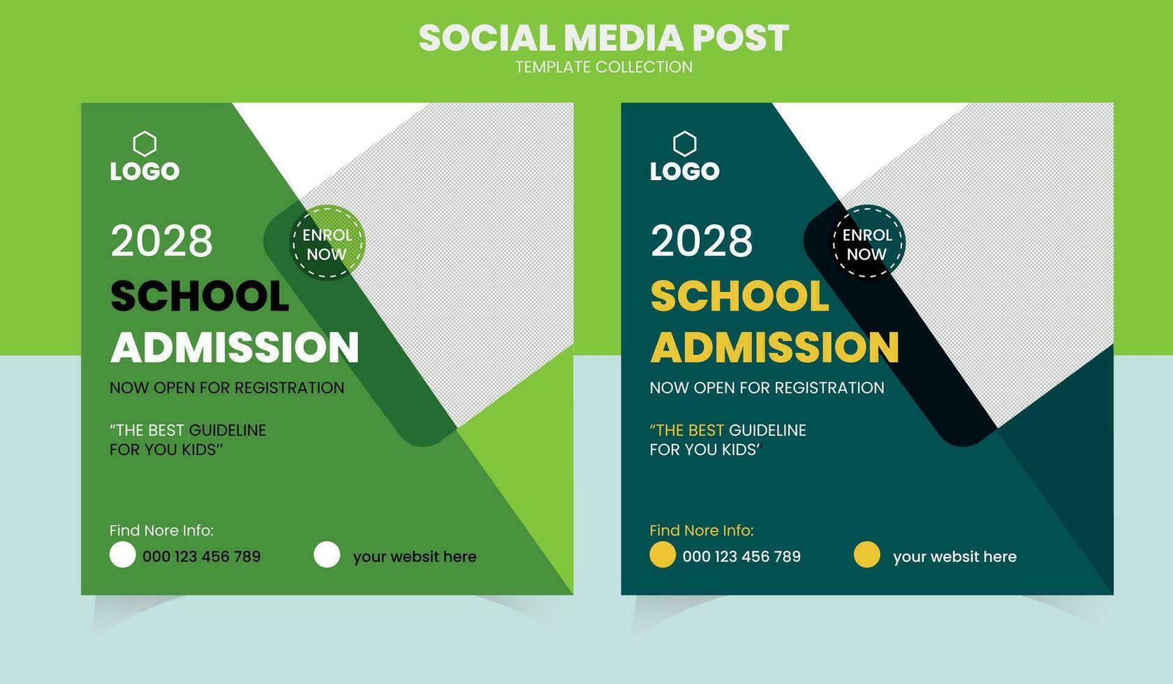 School Admission Social media Post Template vector