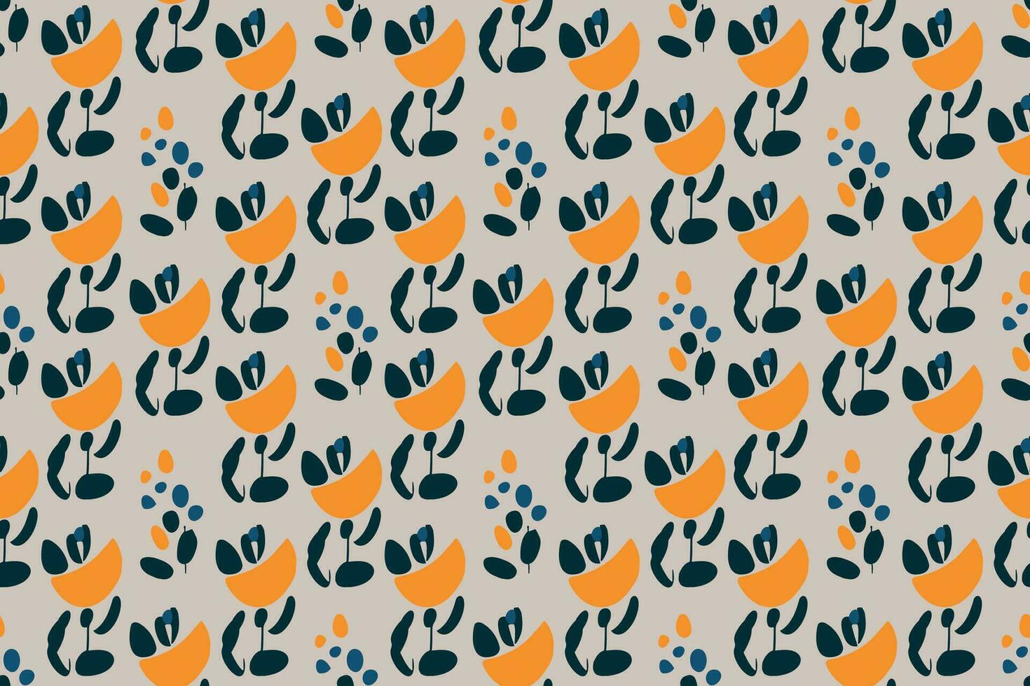 Natural hand drawn seamless pattern. drawing with abstract shapes, strokes, flowers and leaves vector
