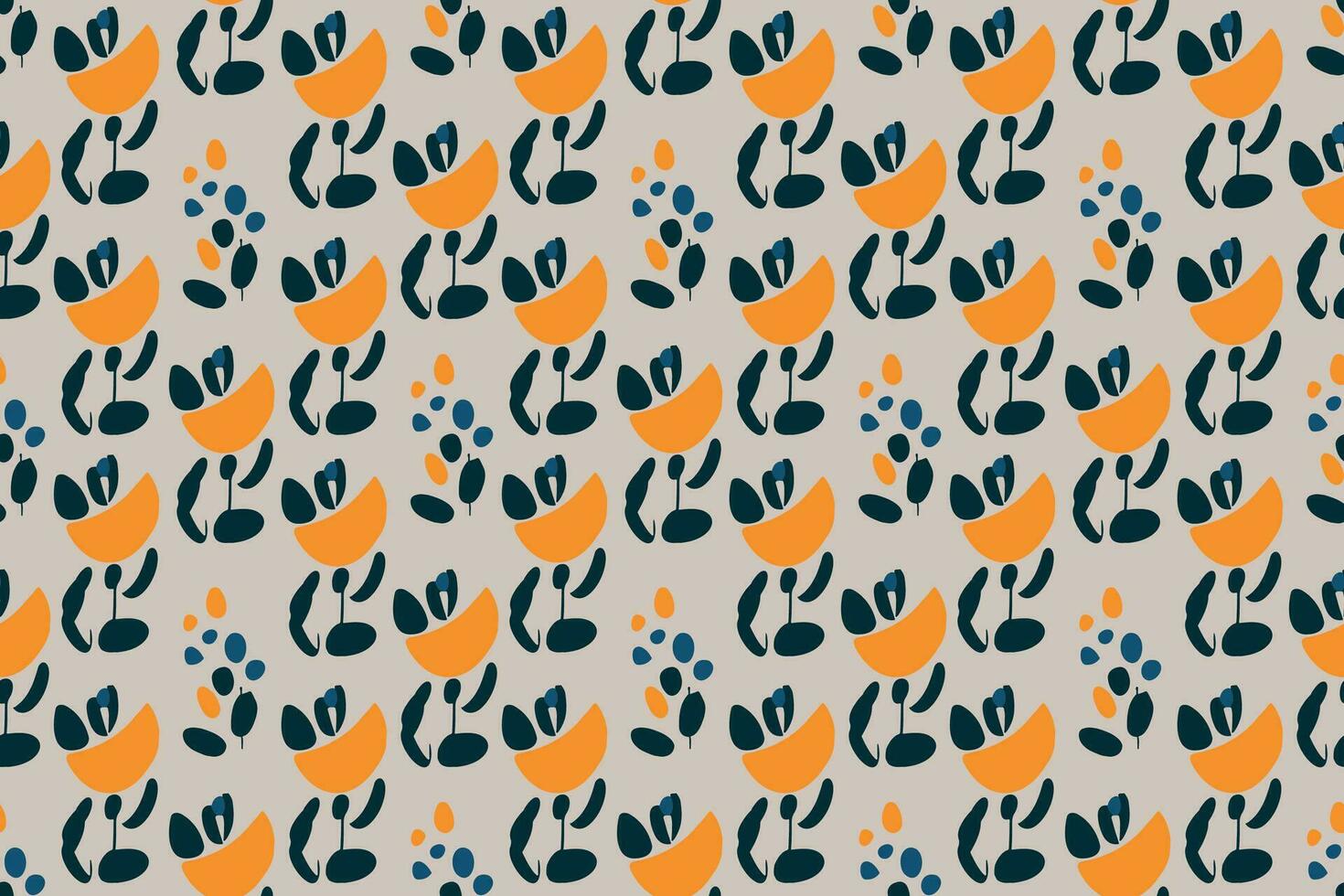 Natural hand drawn seamless pattern. drawing with abstract shapes, strokes, flowers and leaves vector