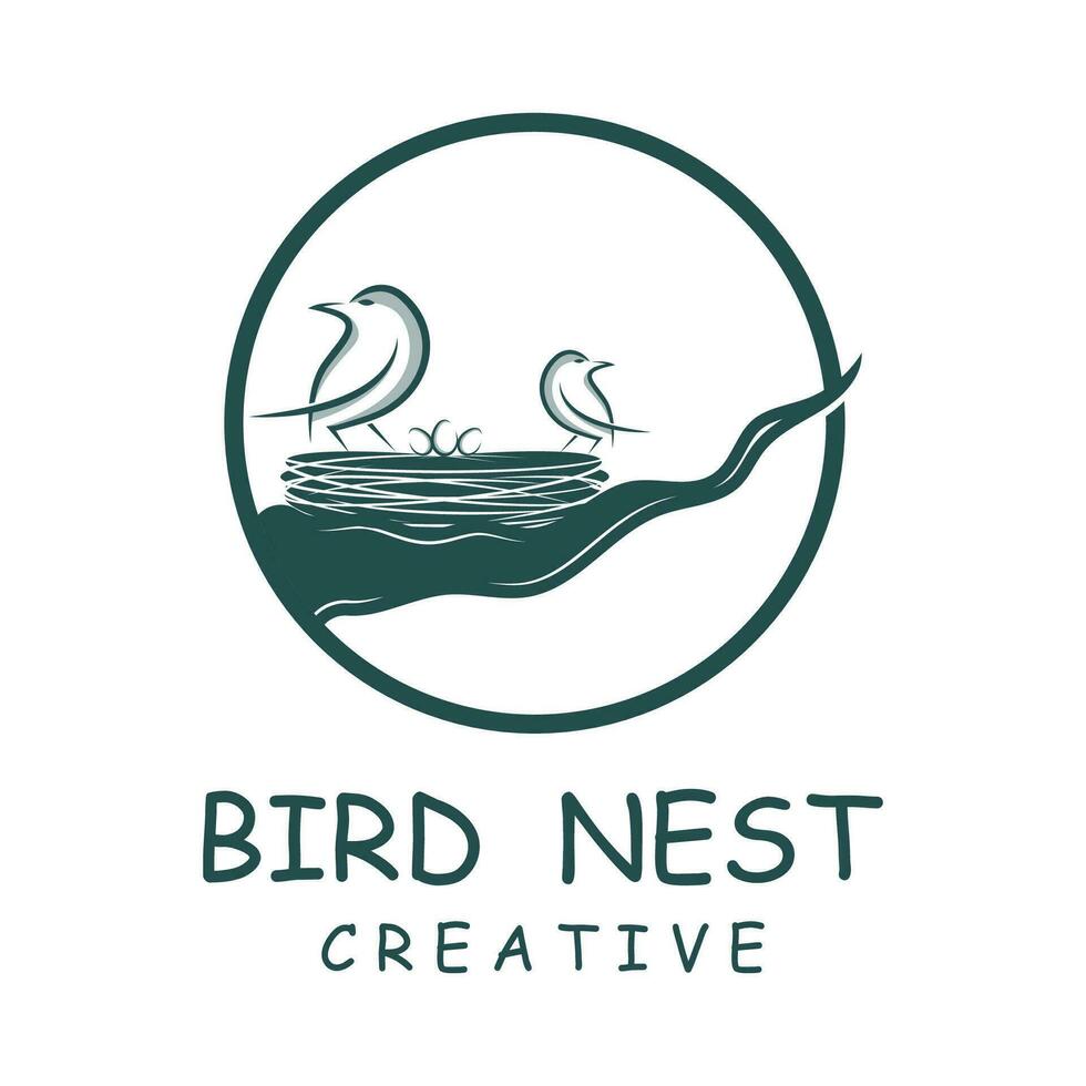 Bird's Nest Logo Design, Bird House Vector For Eggs, Simple modern and elegant bird nest logo, logo for nature photographer, startups or a business logo with a nature theme
