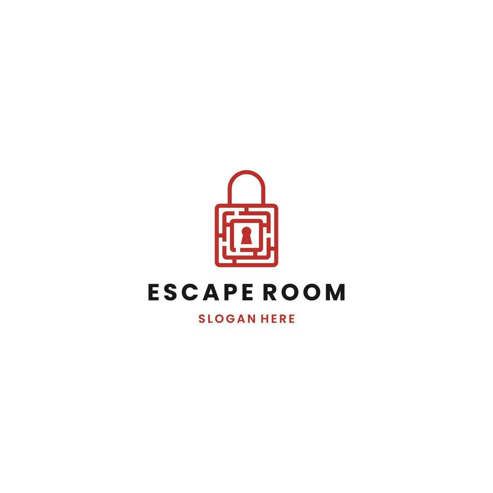 Escape room abstract logo design, escape room combine with pad lock logo vector